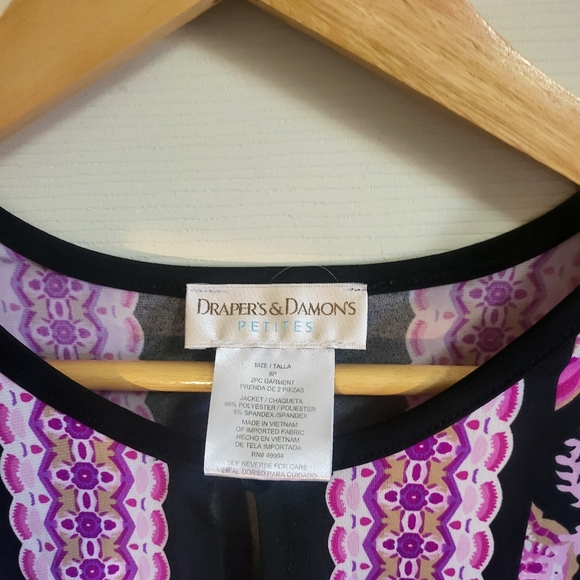 🌿Draper's & Damon's Women's 8P Purple Pink Black Multi Print Cropped Blazer - Picture 6 of 13